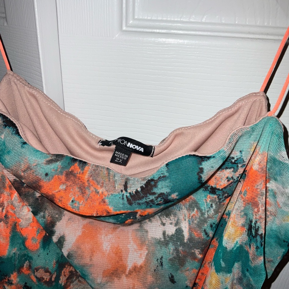 Madisyn Ruched Mini Dress - Green/combo - Picture 2 of 4
